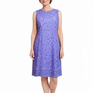 Vintage SAG HARBOR Sleeveless Shift Dress Purple Ditsy Floral Midi Rayon Large